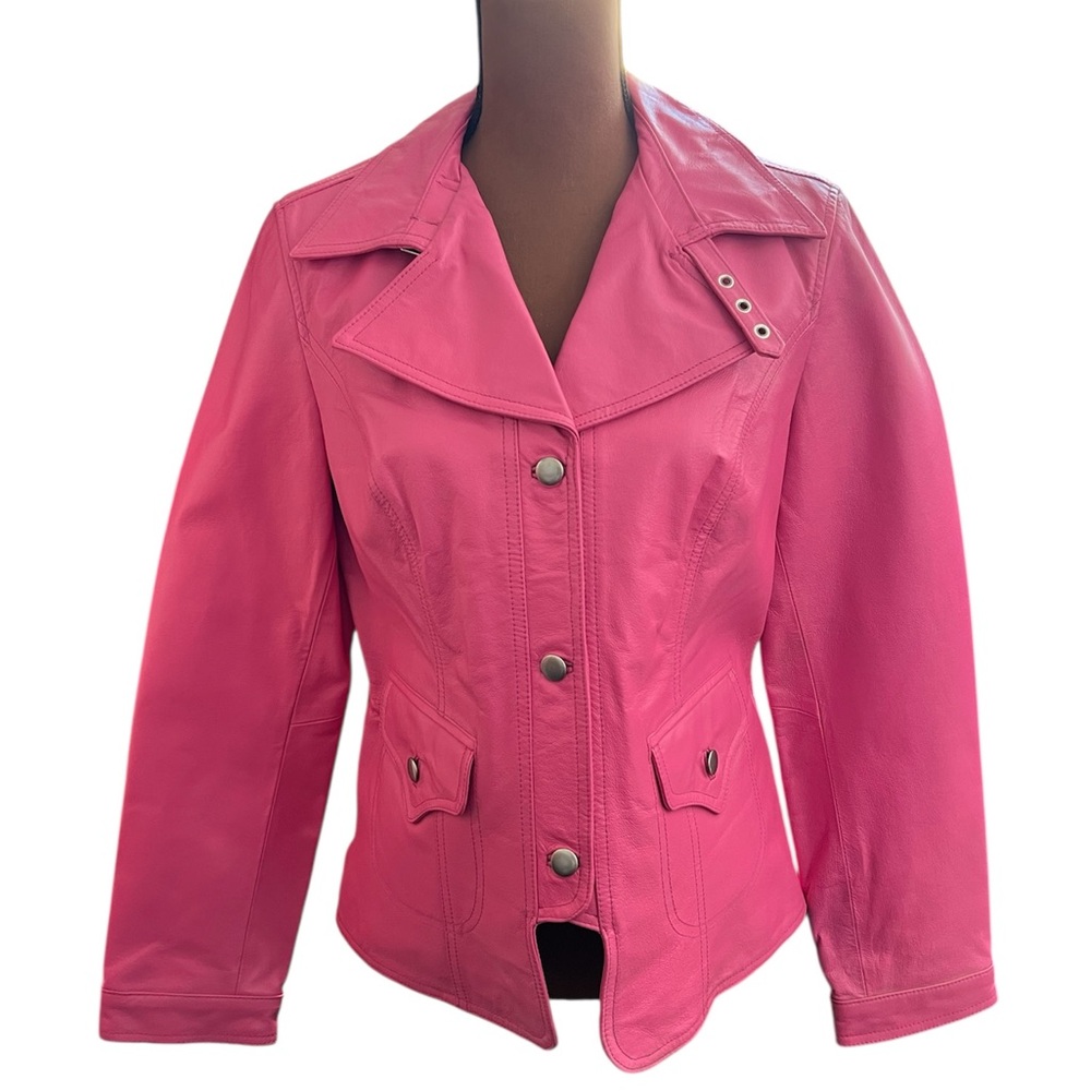 Cami Vibrant Pink Leather Jacket